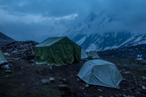 Dharmasala camp at dusk
